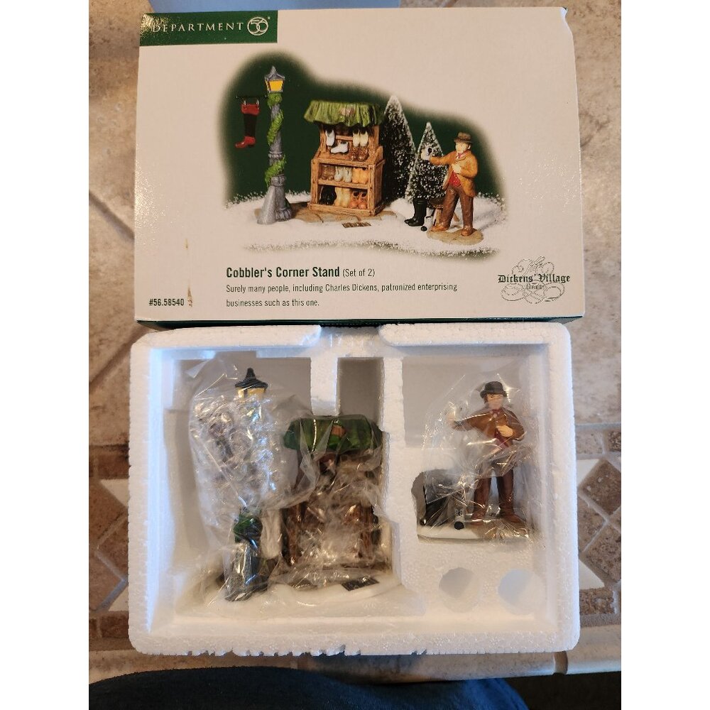 "Cobbler's Corner Stand" Set of 2 #58540 Dicken's Village Series -Retired-